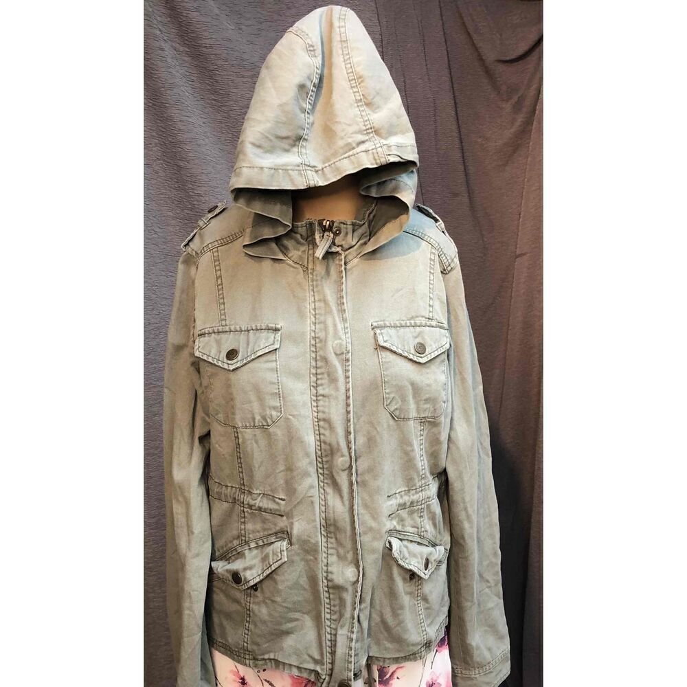 Prince & Fox Green Hooded Zip-Up Lightweight Jacket Womens Size Large